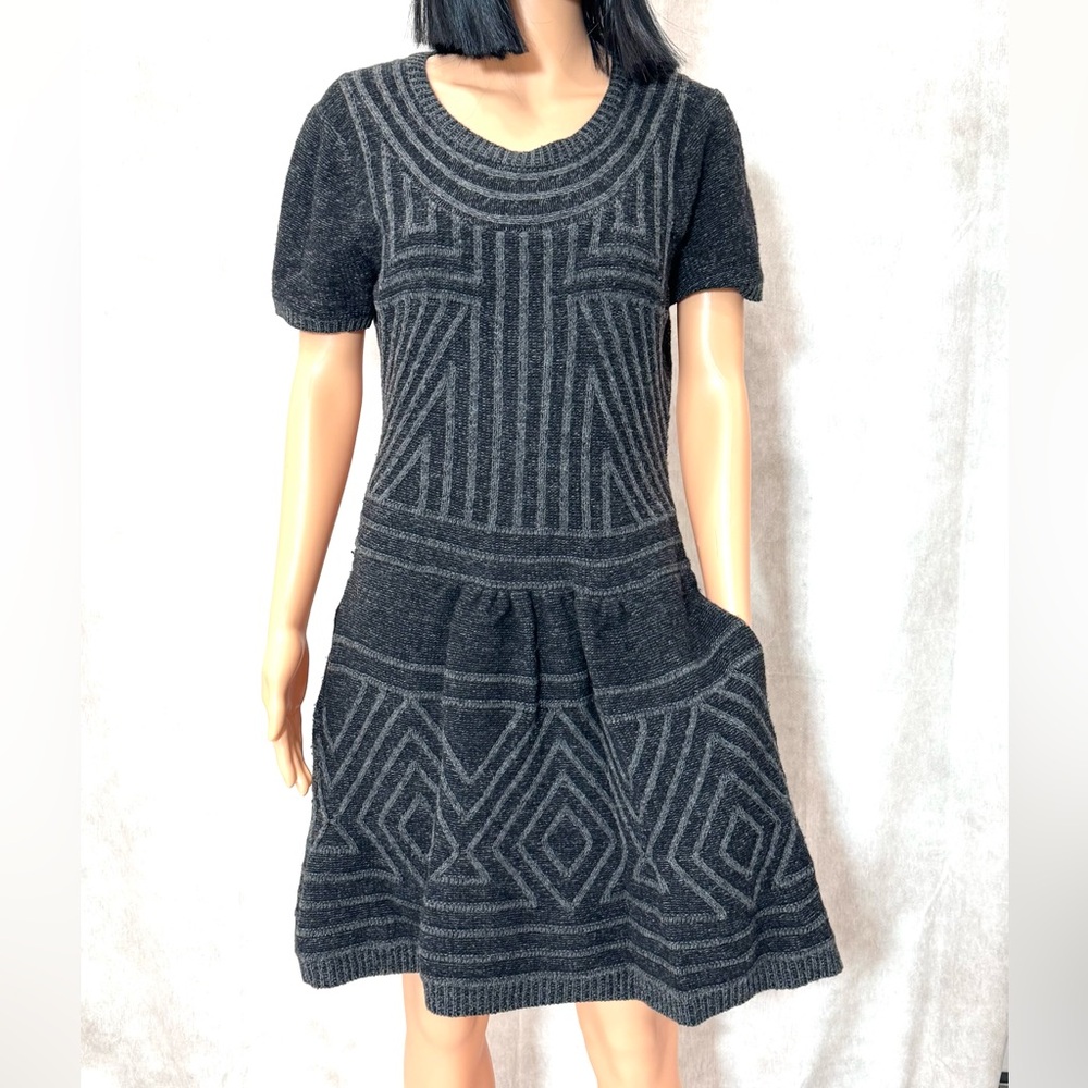 BCBGMaxAzria Black Fit and Flare Puff Sleeve Mini